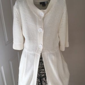 White Cardigan long sweater short sleeve